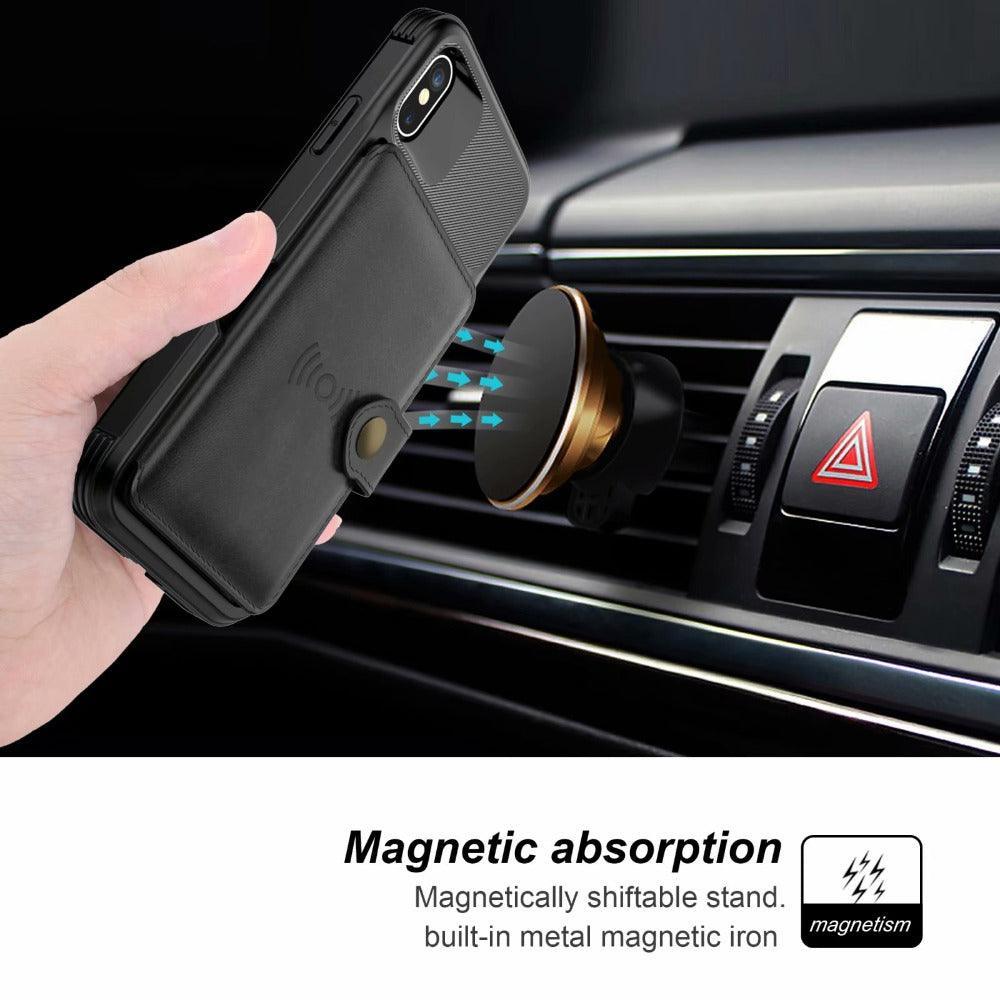360 Protection Magnetic Leather Wallet Armor Case for iPhone - VirtuousWares:Global