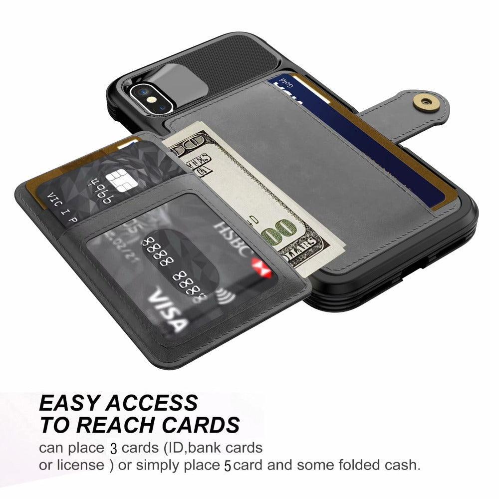 360 Protection Magnetic Leather Wallet Armor Case for iPhone - VirtuousWares:Global