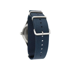 39.5mm field quartz watch with nylon 6 strap in navy blue colour - VirtuousWares:Global