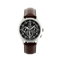 39.5mm navigation watch with strap in chestnut colour leather - VirtuousWares:Global