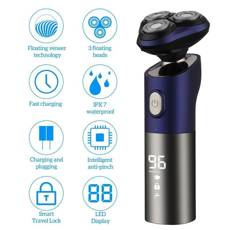 3D Waterproof Electric Shaver For Men Beard Trimmer Digital LED - VirtuousWares:Global