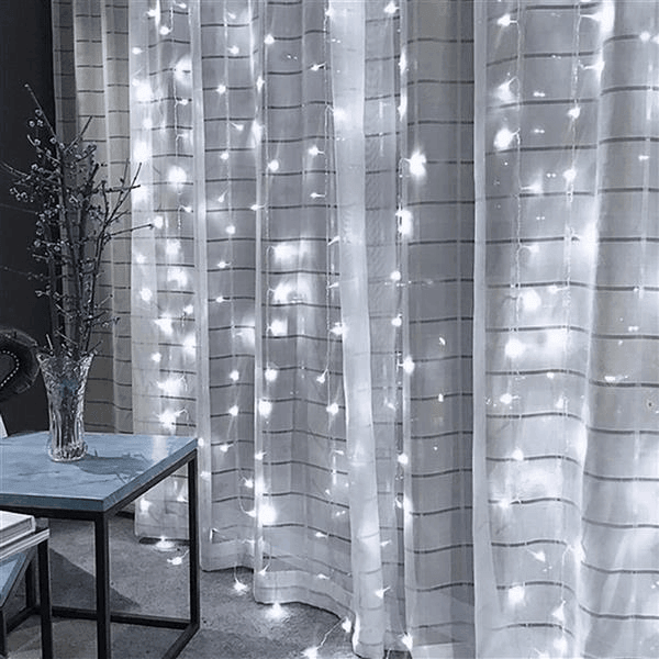 3M x 3M 300-LED White Light Romantic Curtain String Light - VirtuousWares:Global