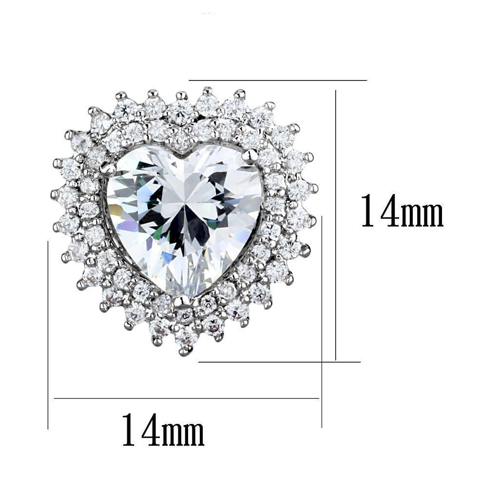 3W1298 - Rhodium Brass Earrings with AAA Grade CZ in Clear - VirtuousWares:Global