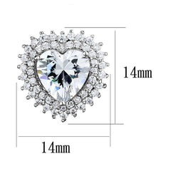 3W1298 - Rhodium Brass Earrings with AAA Grade CZ in Clear - VirtuousWares:Global
