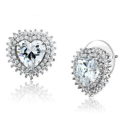 3W1298 - Rhodium Brass Earrings with AAA Grade CZ in Clear - VirtuousWares:Global