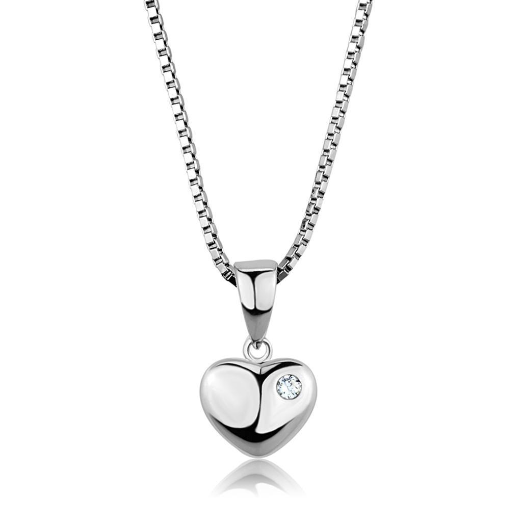 3W825 - Rhodium Brass Chain Pendant with AAA Grade CZ in Clear - VirtuousWares:Global