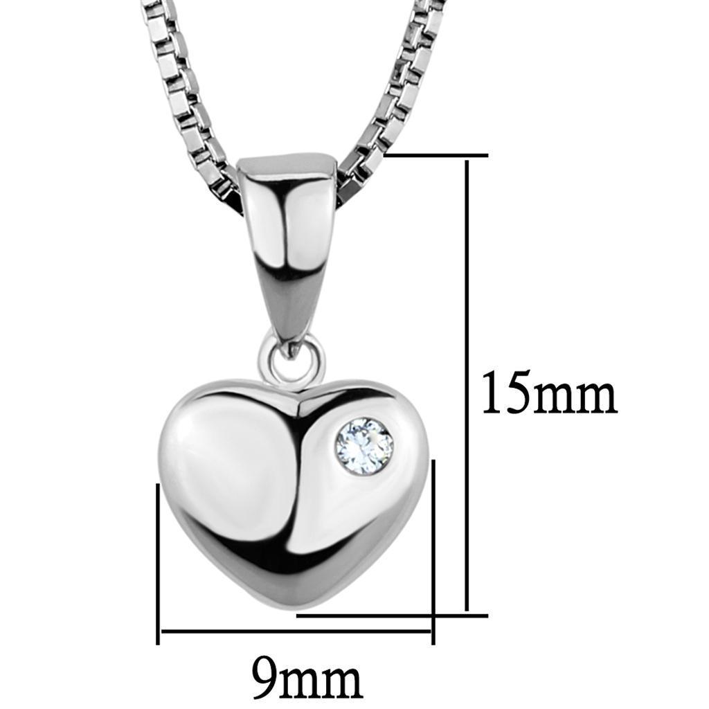 3W825 - Rhodium Brass Chain Pendant with AAA Grade CZ in Clear - VirtuousWares:Global