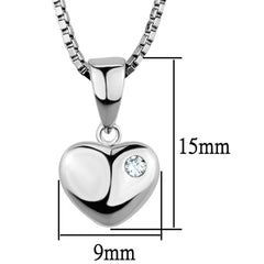 3W825 - Rhodium Brass Chain Pendant with AAA Grade CZ in Clear - VirtuousWares:Global