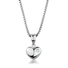 3W825 - Rhodium Brass Chain Pendant with AAA Grade CZ in Clear - VirtuousWares:Global