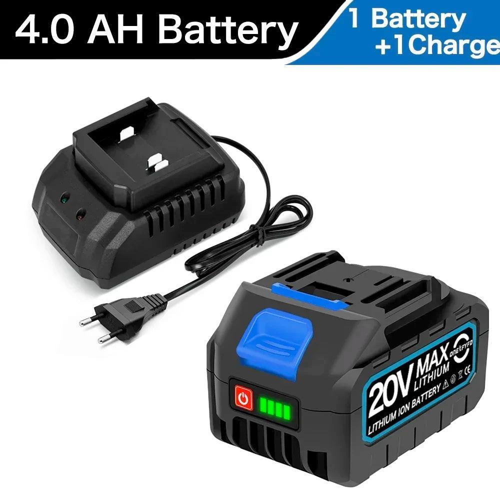 4.0Ah 6.0Ah Larger Battery with Charger Lithium ion Rechargeable Replacement for Makita 18V Battery BL1850 BL1830 BL1860 Wrench - VirtuousWares:Global