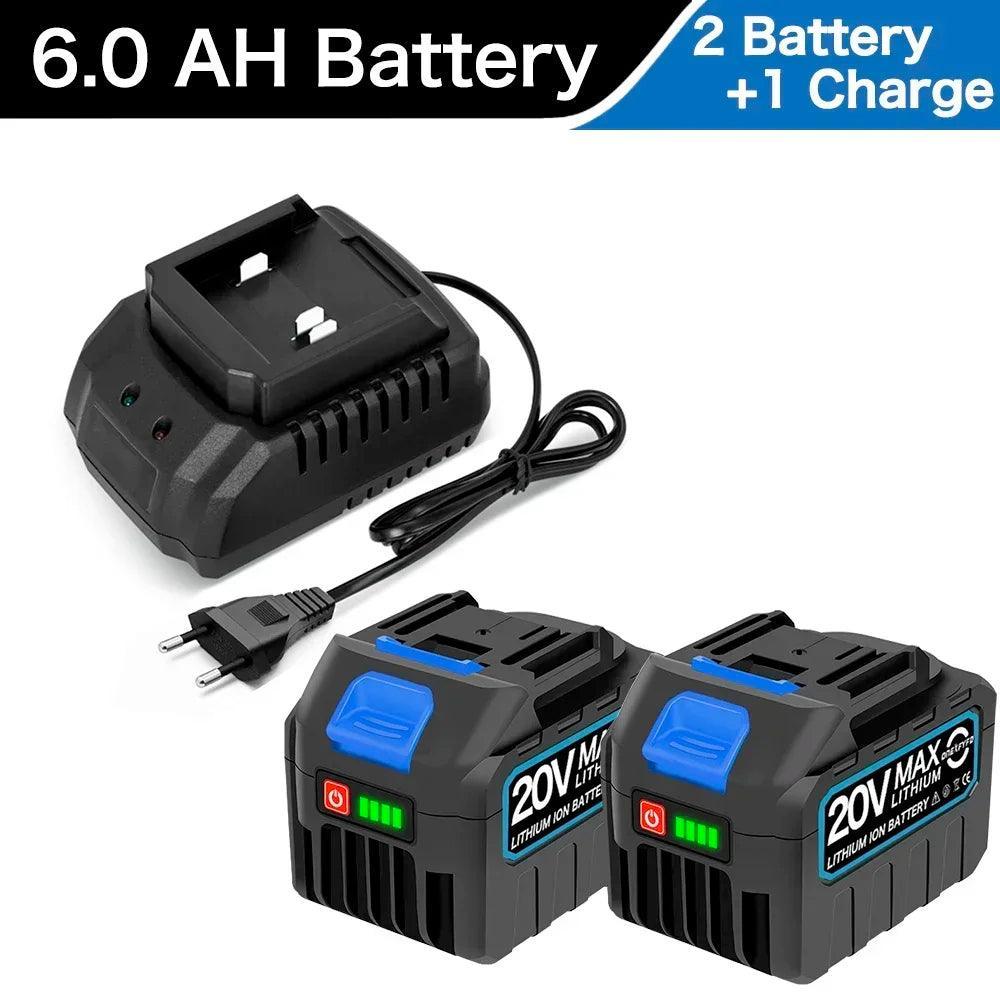 4.0Ah 6.0Ah Larger Battery with Charger Lithium ion Rechargeable Replacement for Makita 18V Battery BL1850 BL1830 BL1860 Wrench - VirtuousWares:Global