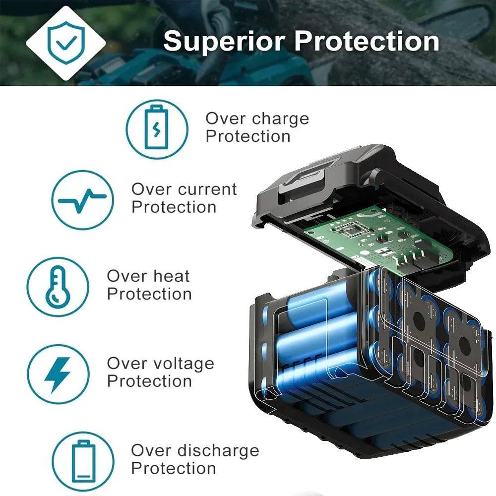 4.0Ah 6.0Ah Larger Battery with Charger Lithium ion Rechargeable Replacement for Makita 18V Battery BL1850 BL1830 BL1860 Wrench - VirtuousWares:Global