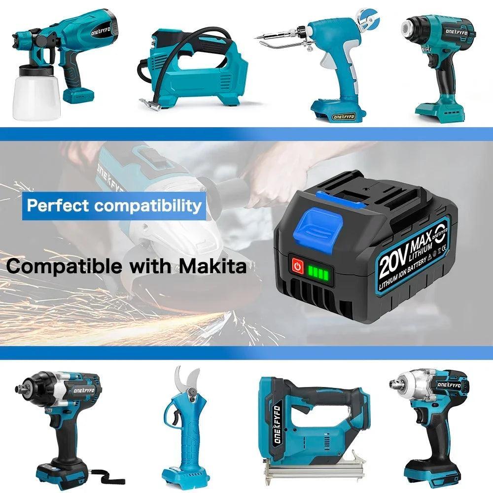 4.0Ah 6.0Ah Larger Battery with Charger Lithium ion Rechargeable Replacement for Makita 18V Battery BL1850 BL1830 BL1860 Wrench - VirtuousWares:Global