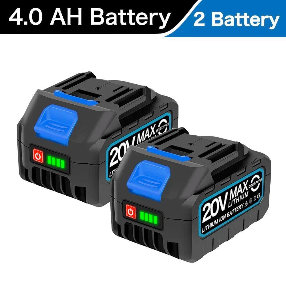 4.0Ah 6.0Ah Larger Battery with Charger Lithium ion Rechargeable Replacement for Makita 18V Battery BL1850 BL1830 BL1860 Wrench - VirtuousWares:Global