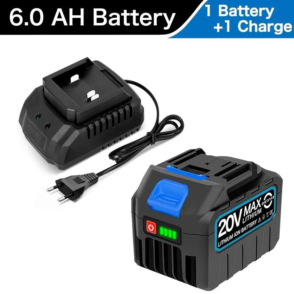 4.0Ah 6.0Ah Larger Battery with Charger Lithium ion Rechargeable Replacement for Makita 18V Battery BL1850 BL1830 BL1860 Wrench - VirtuousWares:Global