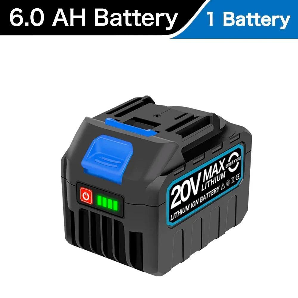 4.0Ah 6.0Ah Larger Battery with Charger Lithium ion Rechargeable Replacement for Makita 18V Battery BL1850 BL1830 BL1860 Wrench - VirtuousWares:Global