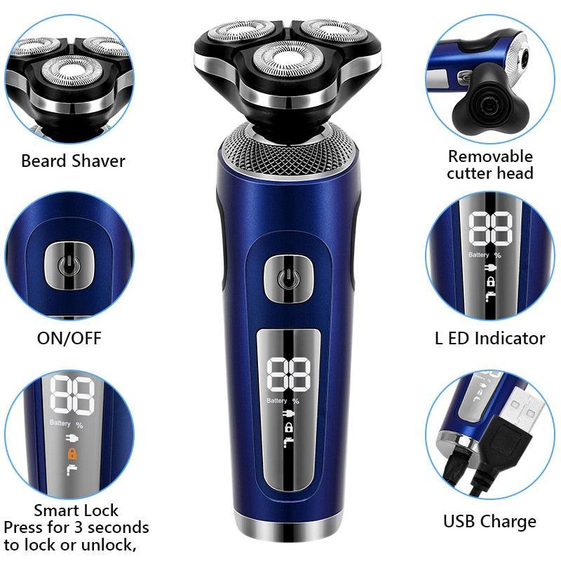 4 in 1 Electric Shaver 3D Floating Cutters USB Fast Charge - VirtuousWares:Global