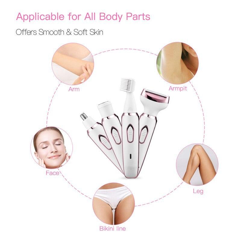 4 in 1 Electric Women Epilator Bikini Body Armpit Electric USB - VirtuousWares:Global