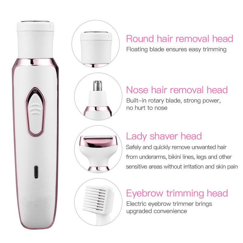 4 in 1 Electric Women Epilator Bikini Body Armpit Electric USB - VirtuousWares:Global