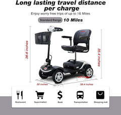 4 Wheel Mobility Scooter For Seniors Compact Heavy Duty Mobile Powered Mobility Scooters Electric Powered Wheelchair Device For Travel Adults Elderly - VirtuousWares:Global