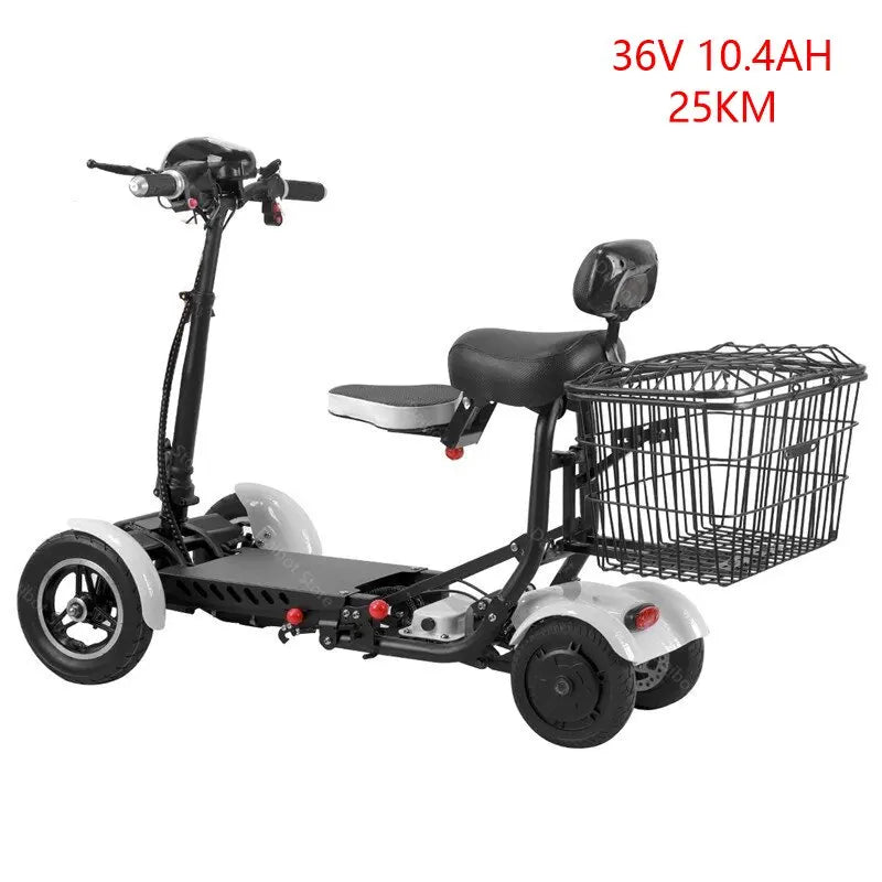 4 Wheel Mobility Scooters For Seniros Folding 36V 500W Dual Motor Electric Scooter For Aldutos With Child Seats Three Speeds - VirtuousWares:Global