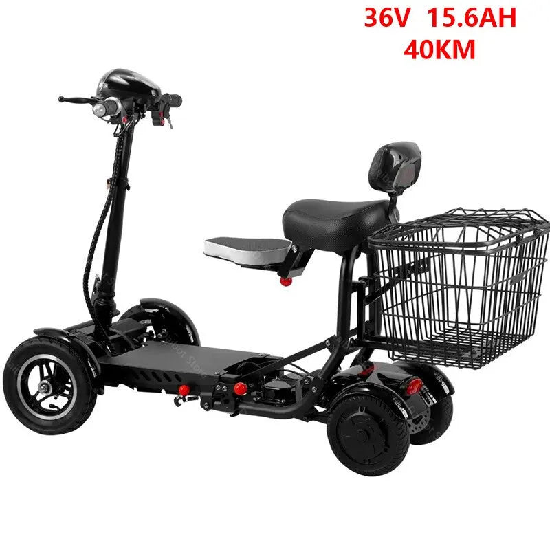 4 Wheel Mobility Scooters For Seniros Folding 36V 500W Dual Motor Electric Scooter For Aldutos With Child Seats Three Speeds - VirtuousWares:Global