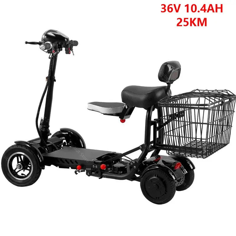 4 Wheel Mobility Scooters For Seniros Folding 36V 500W Dual Motor Electric Scooter For Aldutos With Child Seats Three Speeds - VirtuousWares:Global