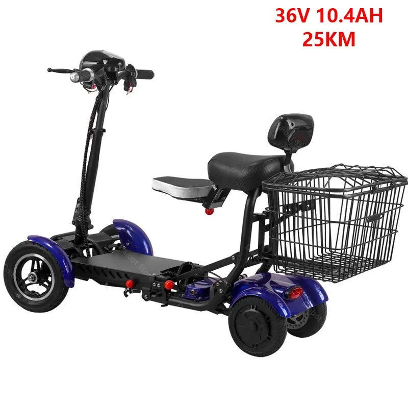 4 Wheel Mobility Scooters For Seniros Folding 36V 500W Dual Motor Electric Scooter For Aldutos With Child Seats Three Speeds - VirtuousWares:Global