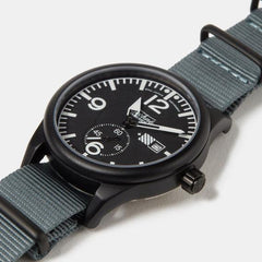 41.0mm tactical quartz watch with nylon 6 strap in grey colour - VirtuousWares:Global