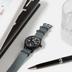 41.0mm tactical quartz watch with nylon 6 strap in grey colour - VirtuousWares:Global