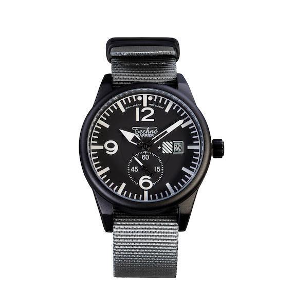 41.0mm tactical quartz watch with nylon 6 strap in grey colour - VirtuousWares:Global