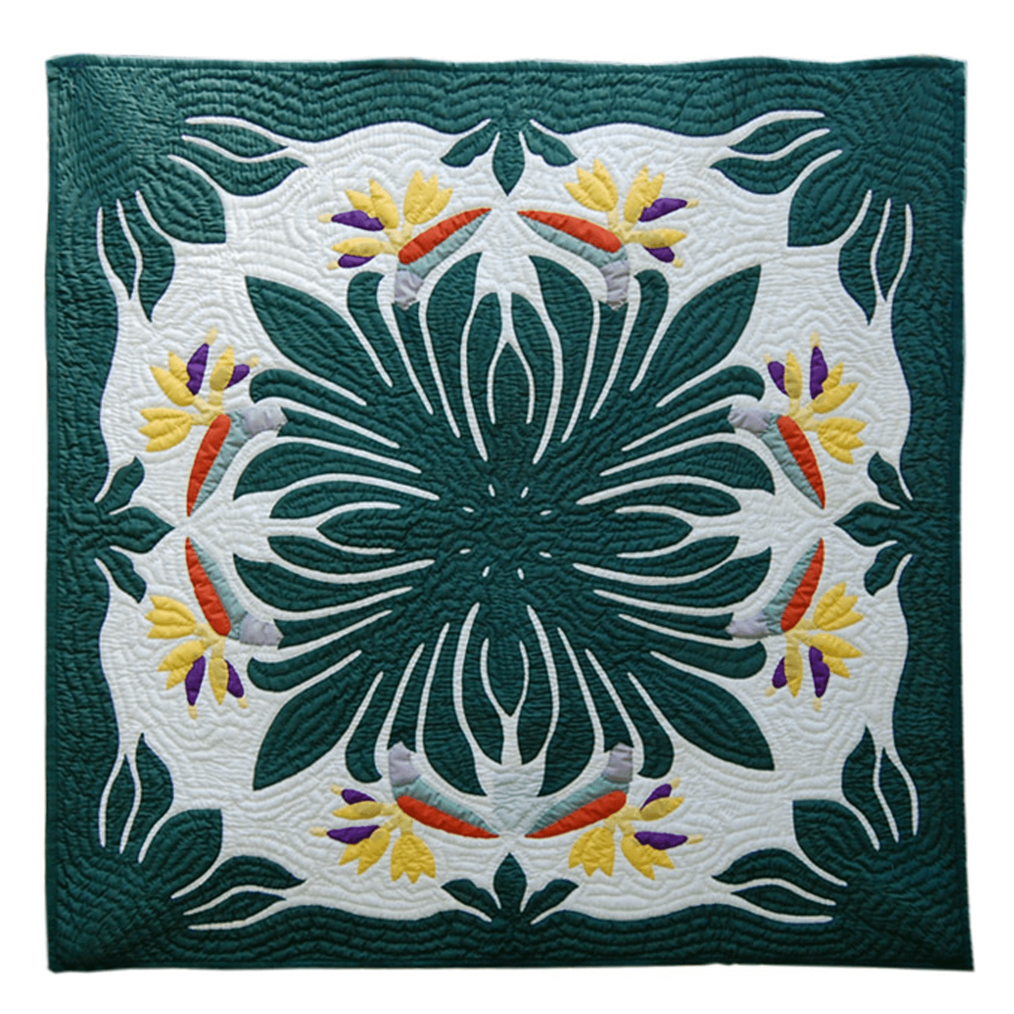 42″ Hawaiian Quilt Wall Hanging – Bird of Paradise Design - VirtuousWares:Global