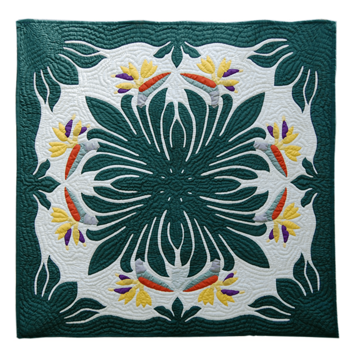 42″ Hawaiian Quilt Wall Hanging – Bird of Paradise Design - VirtuousWares:Global