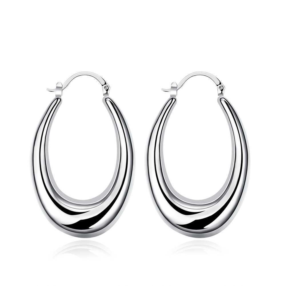 47mm Thick Cut Hoop Earring in 18K White Gold Plated - VirtuousWares:Global