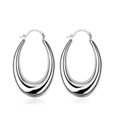 47mm Thick Cut Hoop Earring in 18K White Gold Plated - VirtuousWares:Global