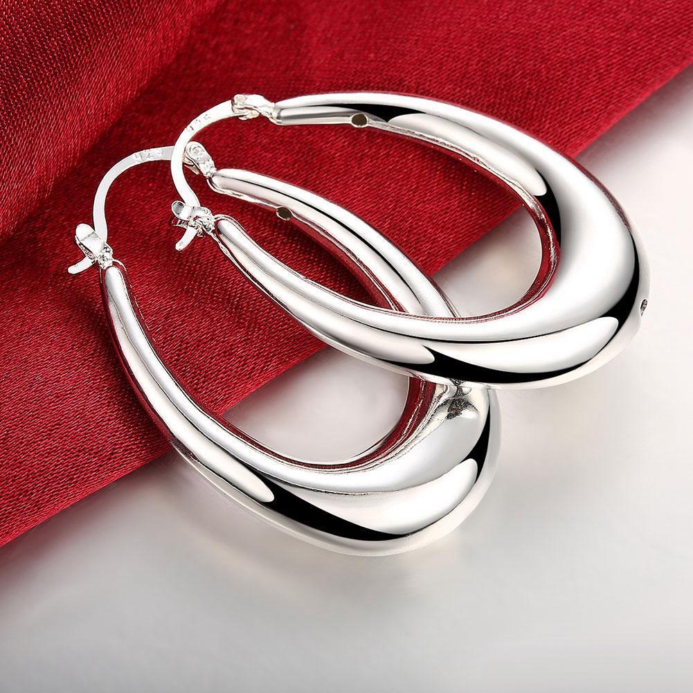 47mm Thick Cut Hoop Earring in 18K White Gold Plated - VirtuousWares:Global