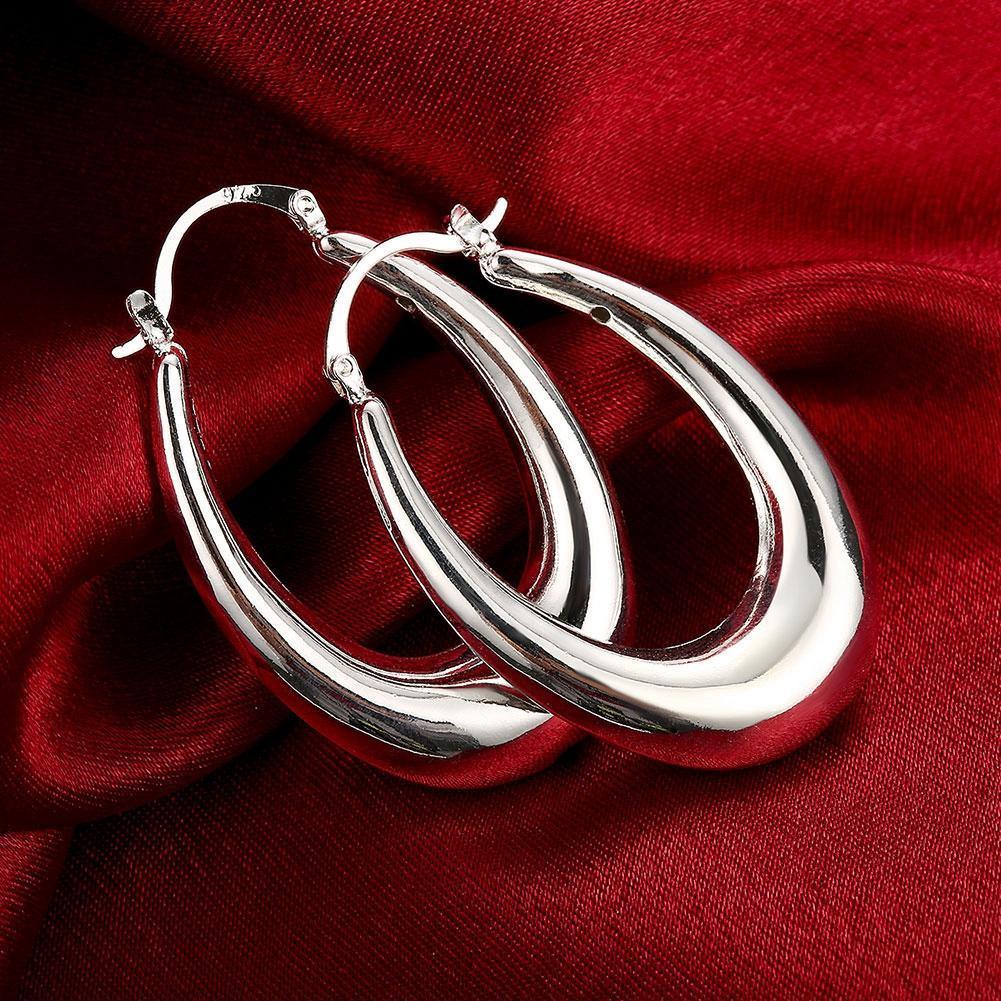 47mm Thick Cut Hoop Earring in 18K White Gold Plated - VirtuousWares:Global