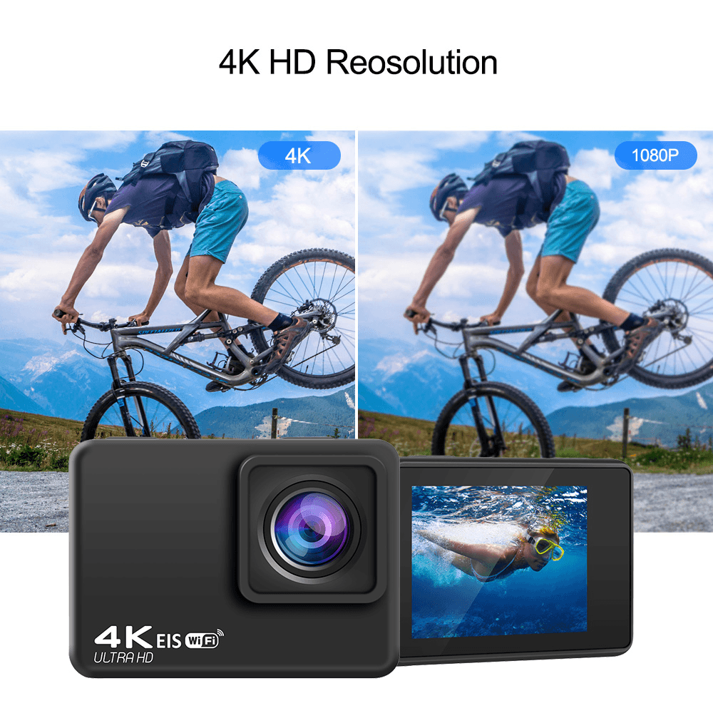 4K 60FPS HD Waterproof Wireless WIFI Sport Action EIS Camera - VirtuousWares:Global