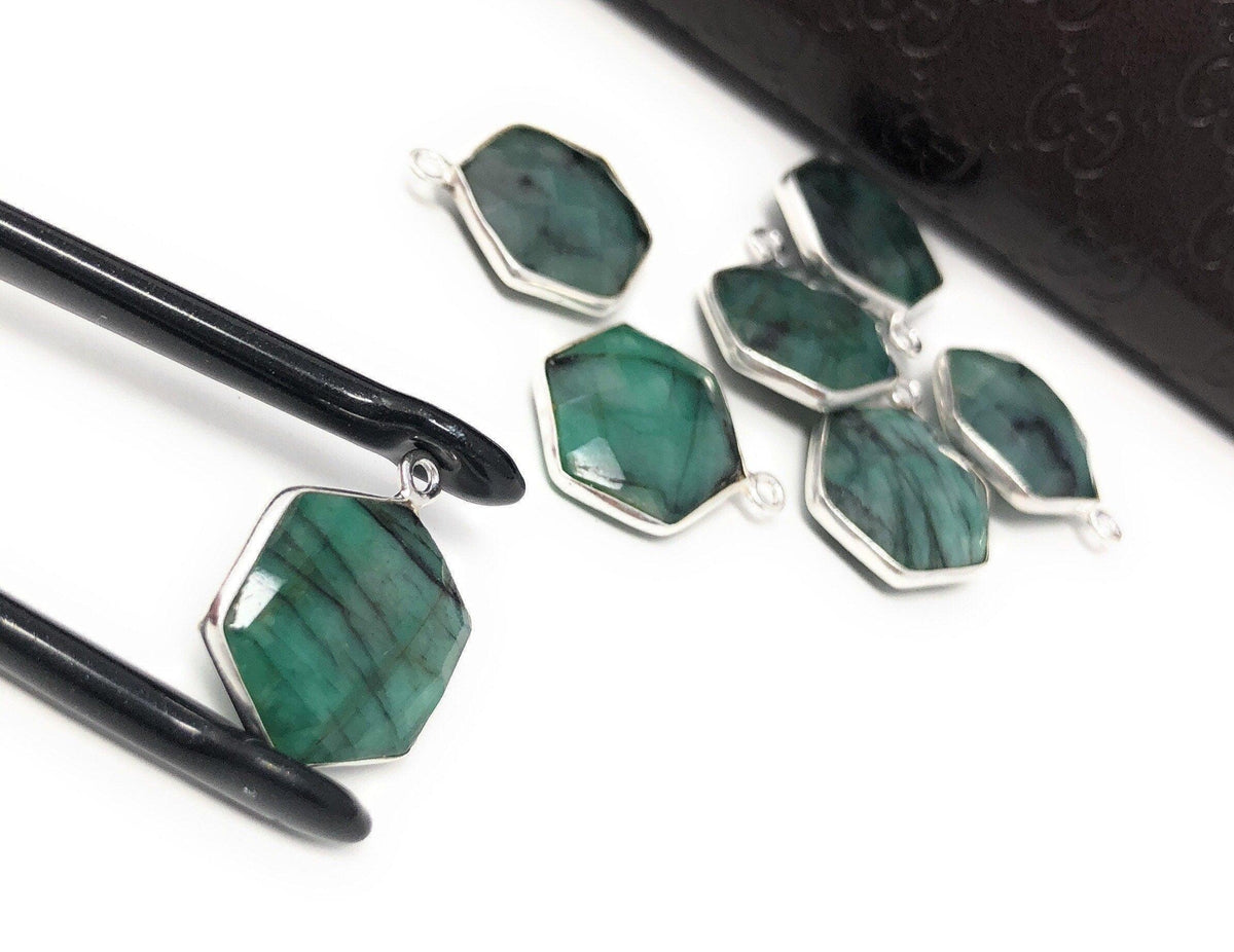 4Pcs /5Pcs Emerald Gemstone Charms, Sterling Silver Charms, May - VirtuousWares:Global