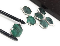 4Pcs /5Pcs Emerald Gemstone Charms, Sterling Silver Charms, May - VirtuousWares:Global