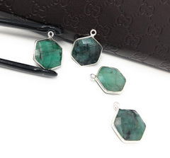4Pcs /5Pcs Emerald Gemstone Charms, Sterling Silver Charms, May - VirtuousWares:Global