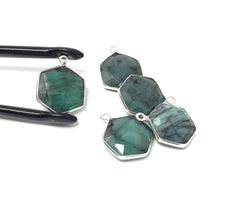 4Pcs /5Pcs Emerald Gemstone Charms, Sterling Silver Charms, May - VirtuousWares:Global