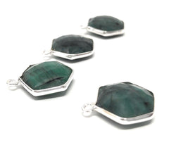 4Pcs /5Pcs Emerald Gemstone Charms, Sterling Silver Charms, May - VirtuousWares:Global
