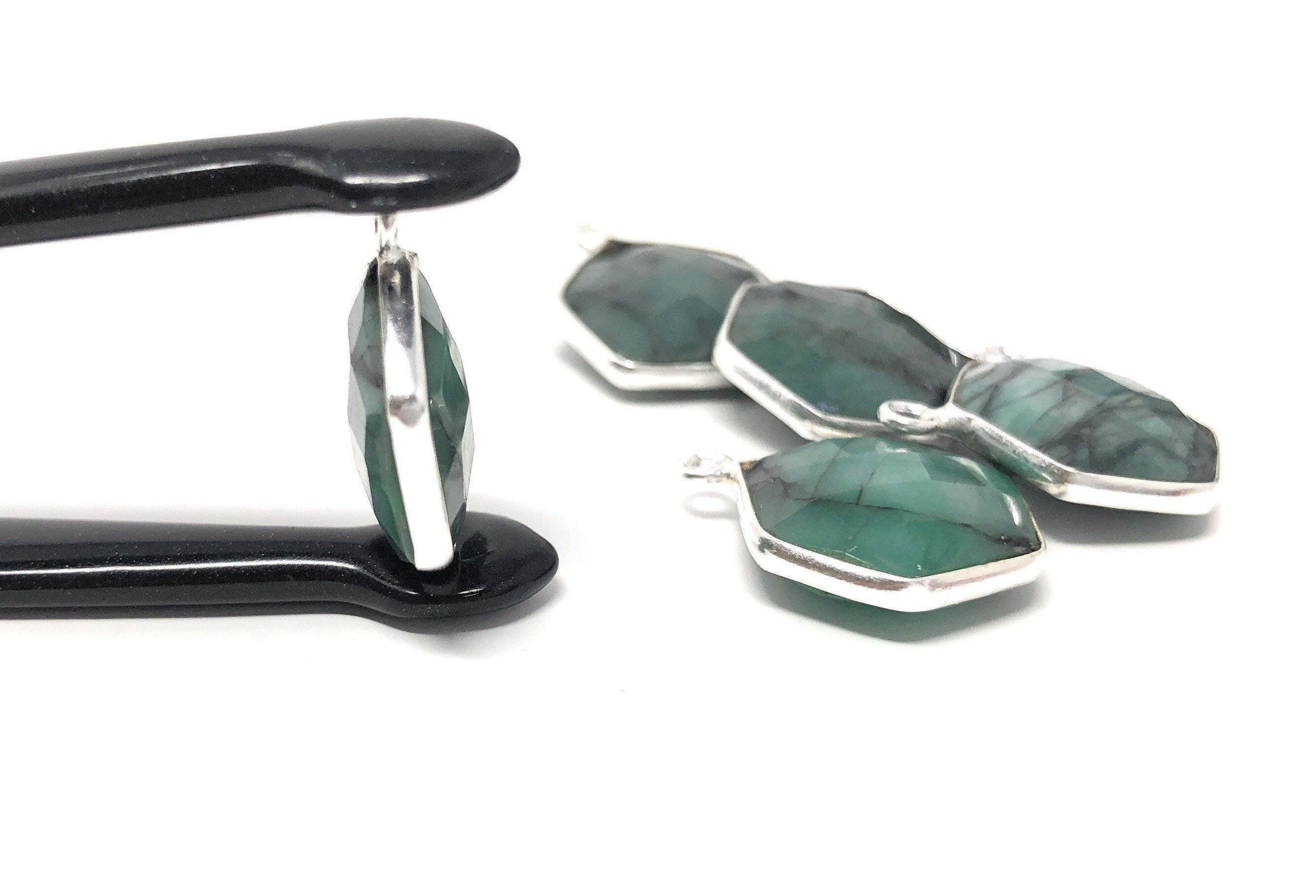 4Pcs /5Pcs Emerald Gemstone Charms, Sterling Silver Charms, May - VirtuousWares:Global