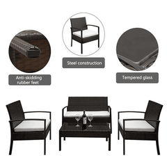 4PCS Rattan Patio Furniture Set - VirtuousWares:Global