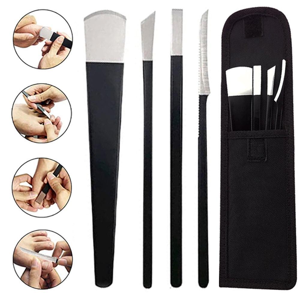 4Pcs/Set Black Stainless Steel Pedicure Knife Professional Pedicure - VirtuousWares:Global