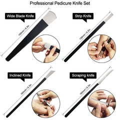 4Pcs/Set Black Stainless Steel Pedicure Knife Professional - VirtuousWares:Global