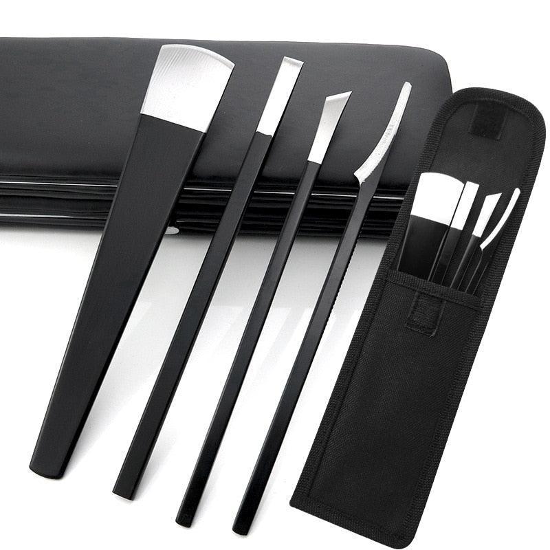 4Pcs/Set Black Stainless Steel Pedicure Knife Professional - VirtuousWares:Global