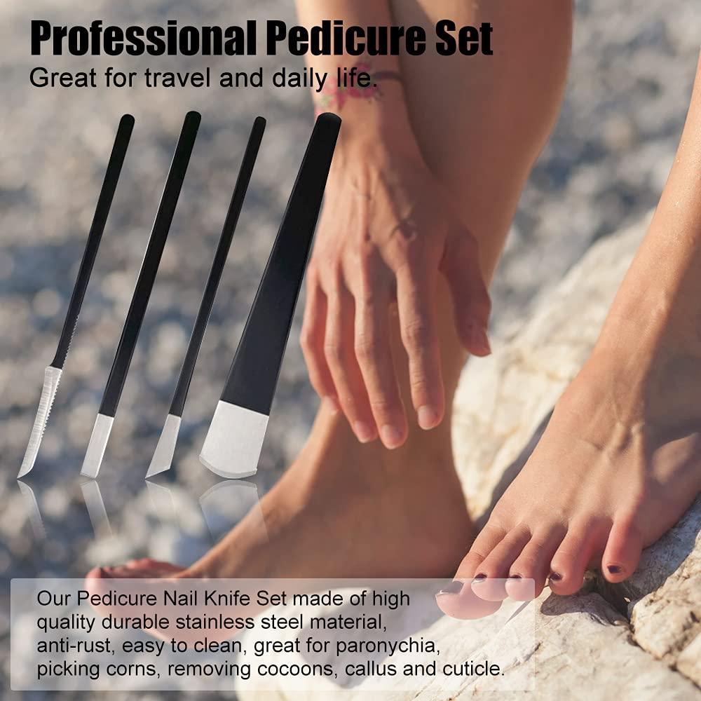 4Pcs/Set Black Stainless Steel Pedicure Knife Professional - VirtuousWares:Global