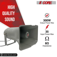 5 Core 12 Inch Outdoor Rectangular PA Power Horn Speaker Waterproof - VirtuousWares:Global